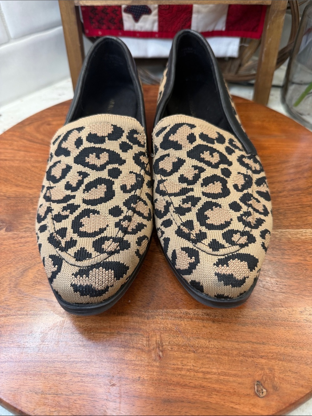 AEROSOLES Leopard Knit Loafers in Tan and Black